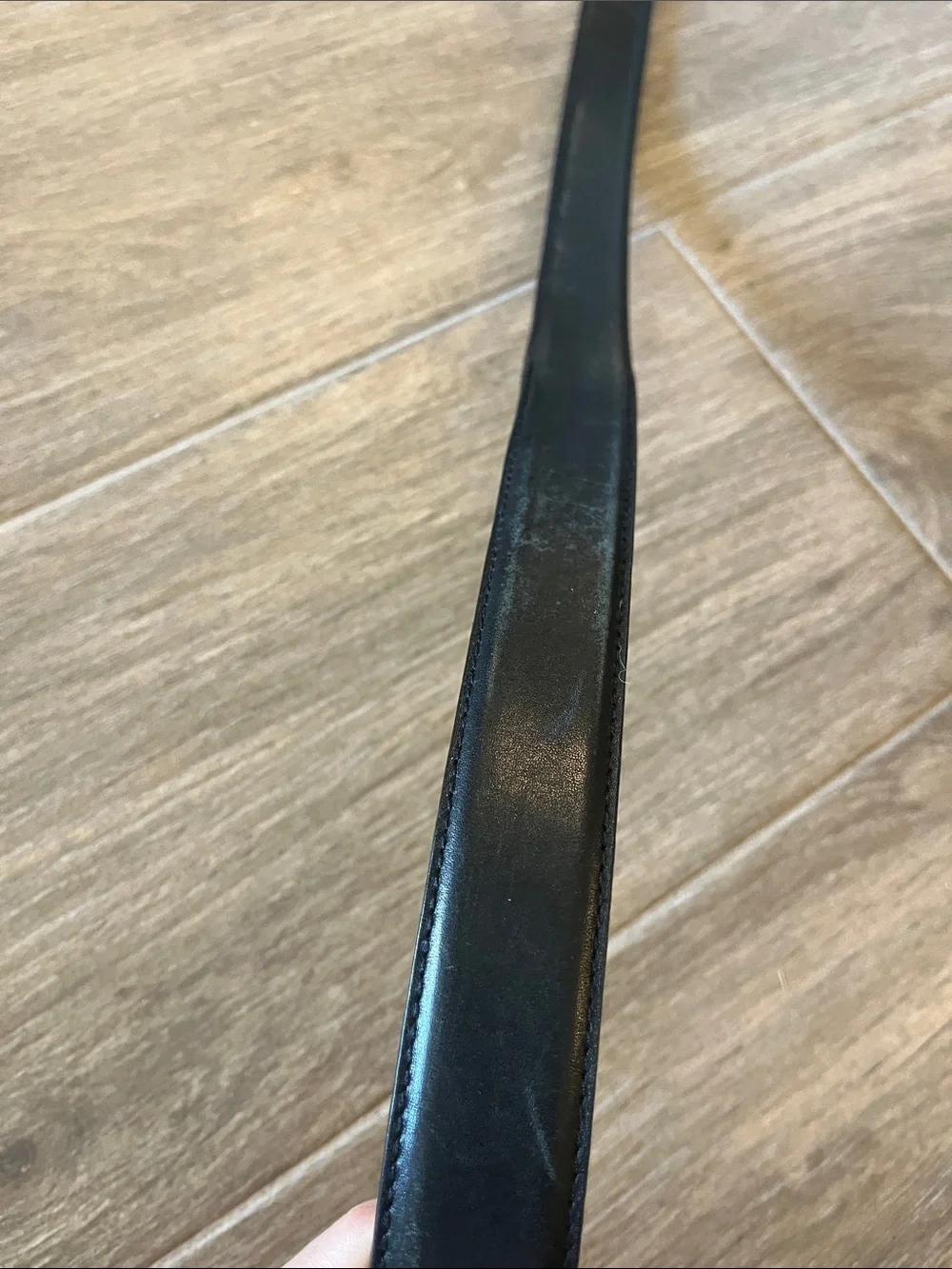 Merona Black Leather Belt with Silver-Tone Buckle