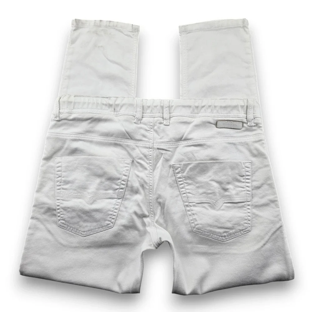 Diesel JoggJeans Pants Krooley R-NE Mens 34 White Elastic Waist Slim Straight