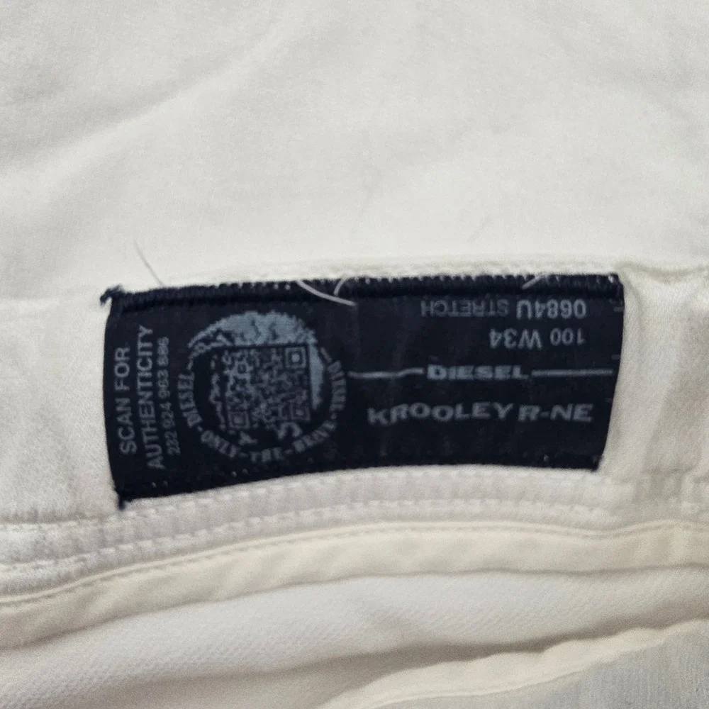 Diesel JoggJeans Pants Krooley R-NE Mens 34 White Elastic Waist Slim Straight