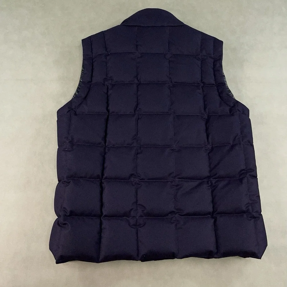 Men's Luxury Canali Wool Quilted Vest Rain Protection Goose Down Padded Size 54