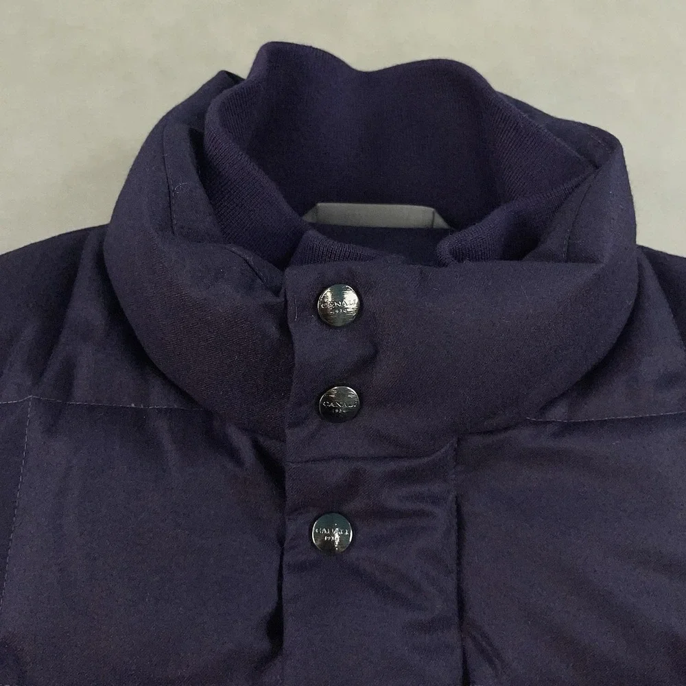 Men's Luxury Canali Wool Quilted Vest Rain Protection Goose Down Padded Size 54