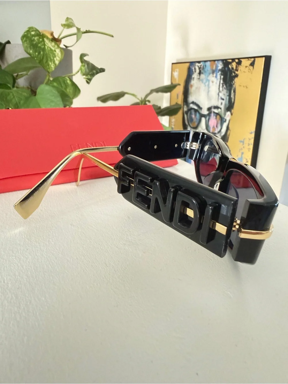 Fendi black gold sunglasses