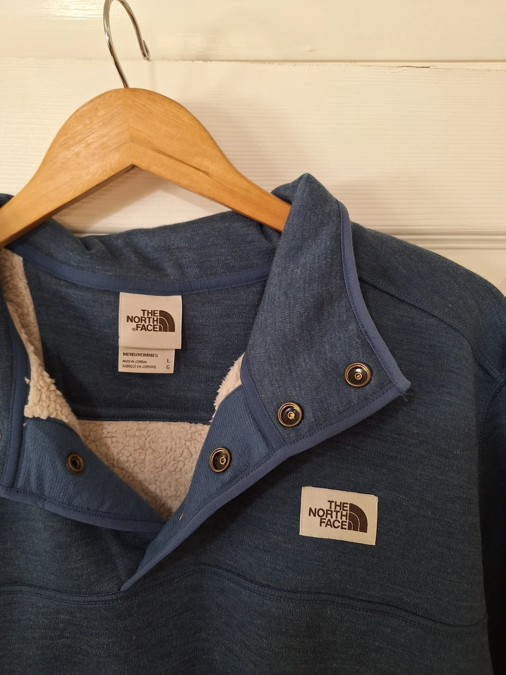 The North Face Men’s Slate Blue Sherpa Patrol 1/4- Snap Pullover Size L