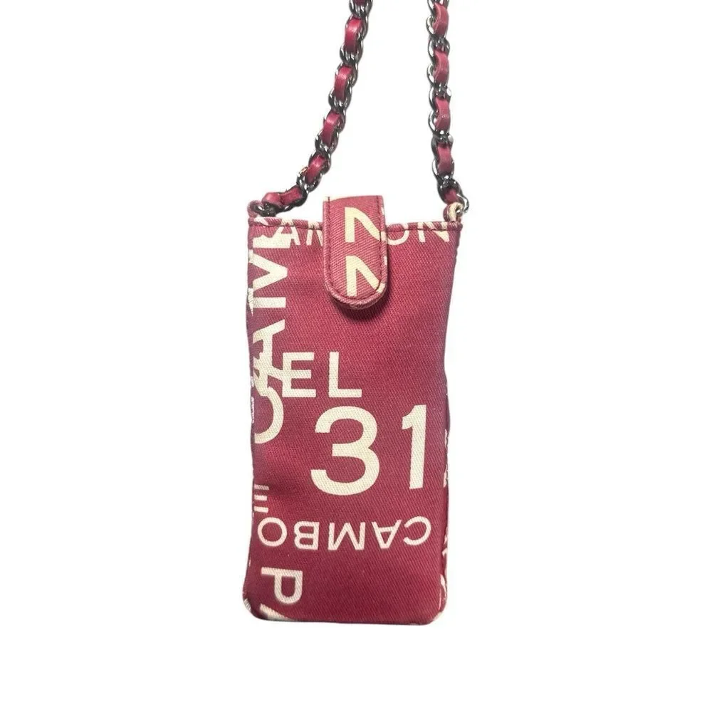 CHANEL Red White Canvas 31 Rue Cambon By The Sea Crossbody Phone