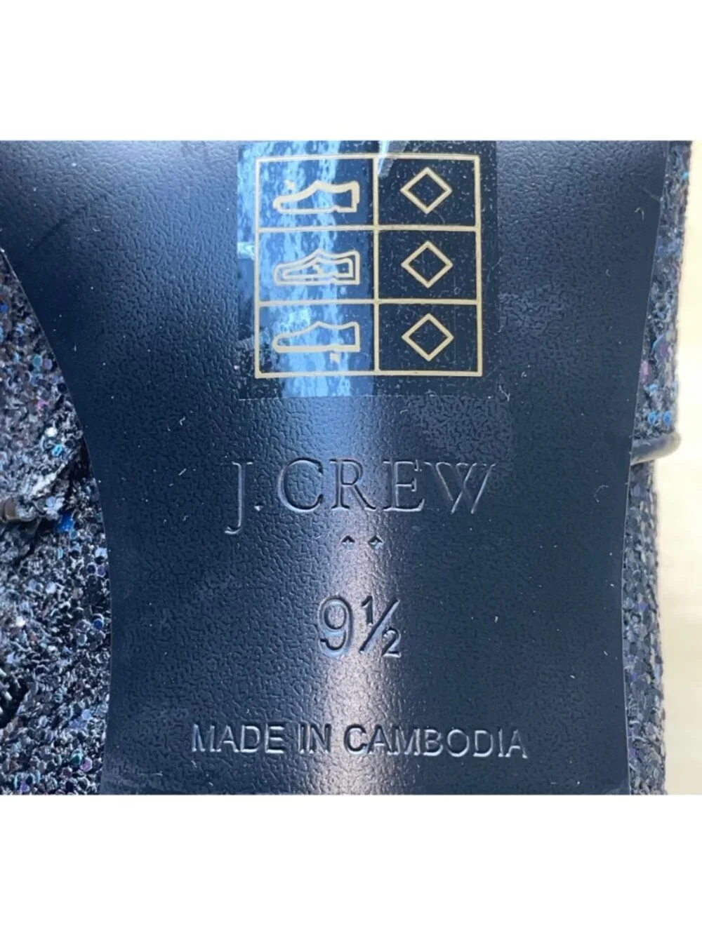 J. Crew Women’s Black Glitter Synthetic Zipper Block Heel Ankle Boots Size 9.5