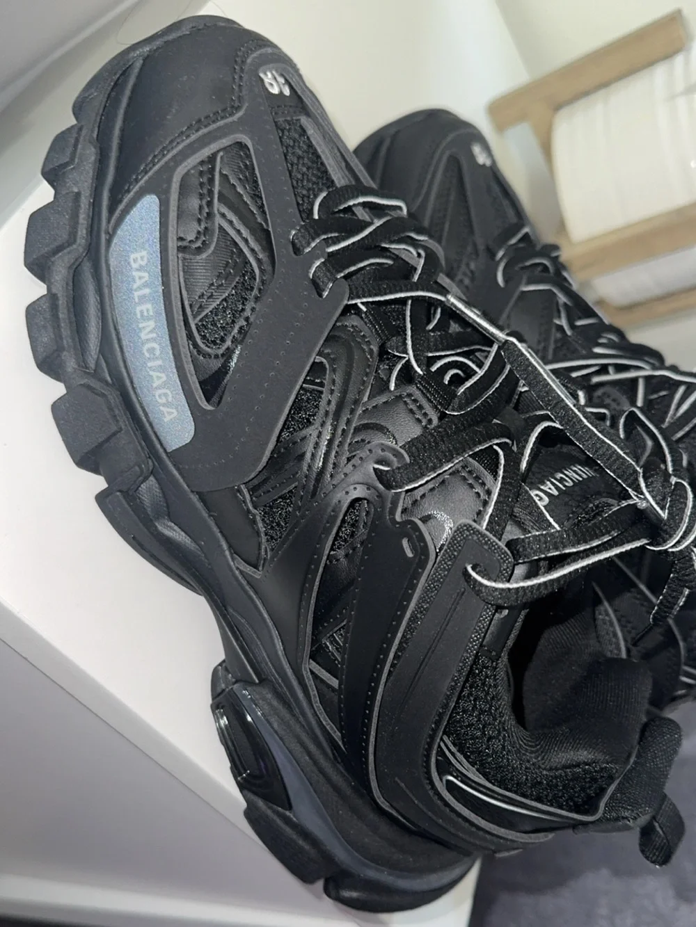 balenciaga black track sneakers size 8