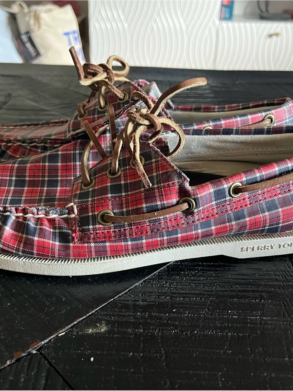 Band of Outsiders for Sperry Top-Slider Red Plaid Boat Shoes Men’s Size 8.5