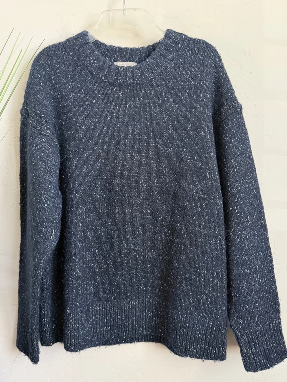 J.Crew Donegal Sweater Alpaca Wool Blend Navy Fleck Knit Pullover Medium NWT