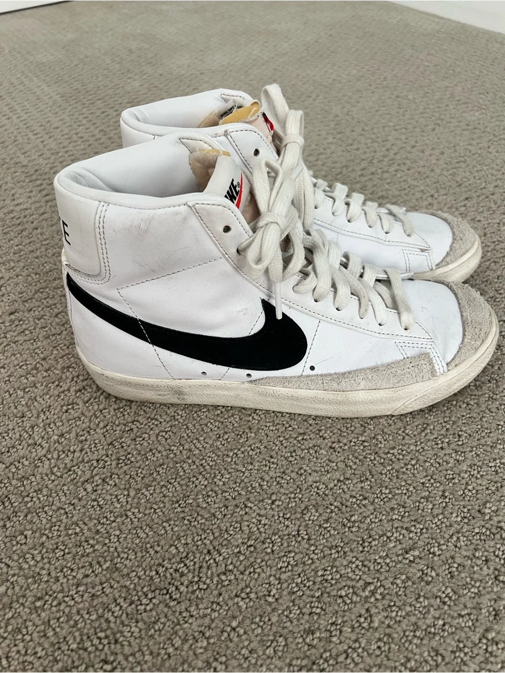 Nike High-Top Sneakers White with Black Swoosh