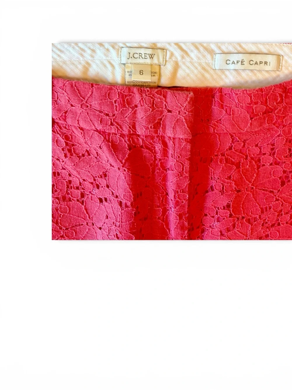 J. Crew Coral Lace Capri Pants