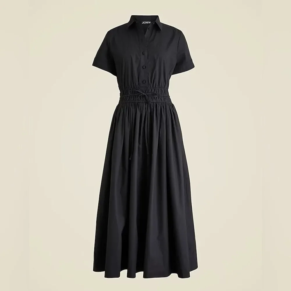 NWT J Crew Elena shirtdress in cotton poplin in black