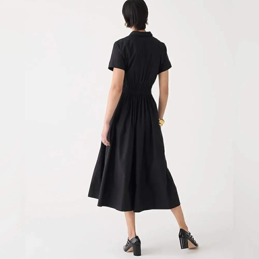 NWT J Crew Elena shirtdress in cotton poplin in black