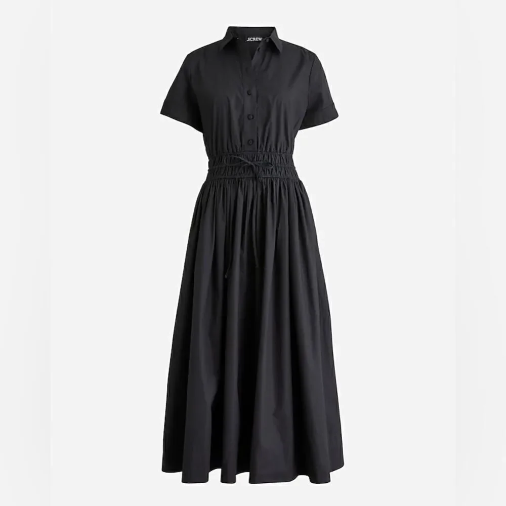 NWT J Crew Elena shirtdress in cotton poplin in black