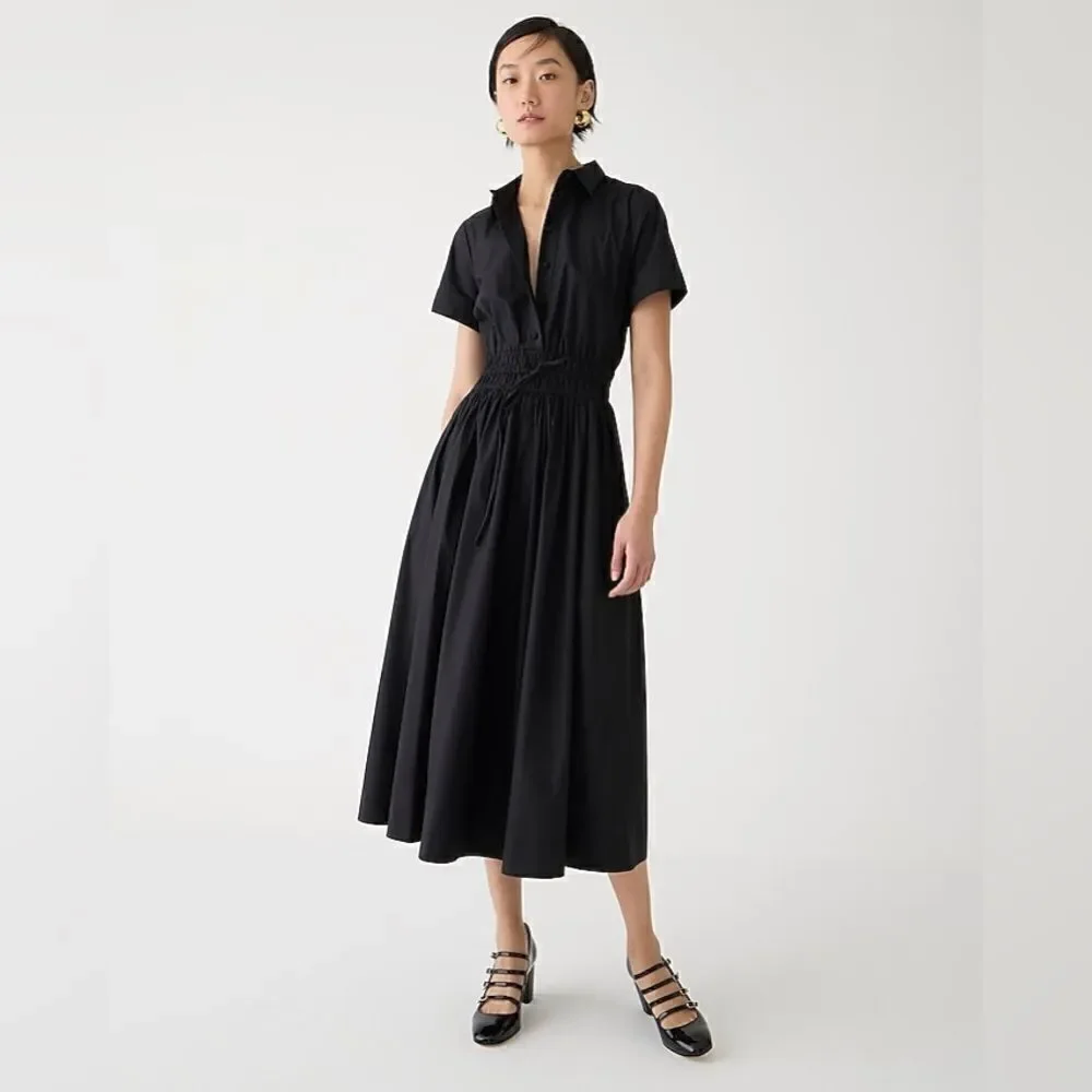 NWT J Crew Elena shirtdress in cotton poplin in black
