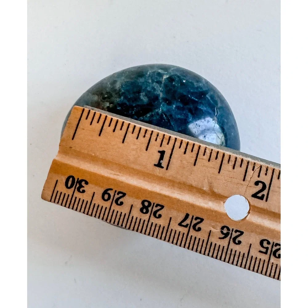Blue Apatite Palm Stone Polished Healing Crystal Worry Meditation Stone 1.75