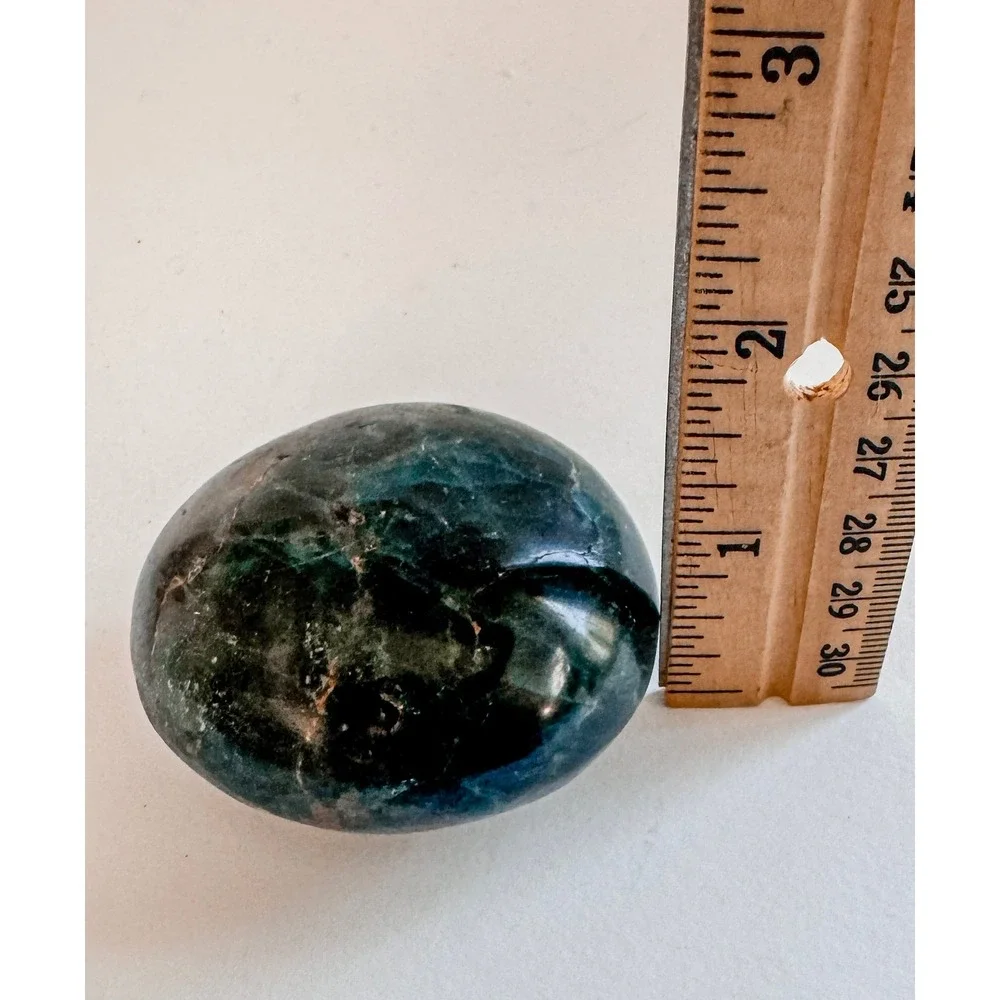 Blue Apatite Palm Stone Polished Healing Crystal Worry Meditation Stone 1.75