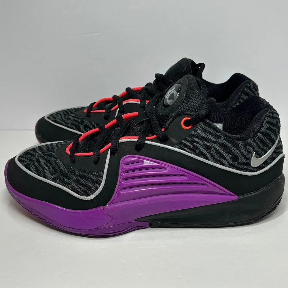Nike KD Kevin Durant XVI Basketball Shoes Black Purple Silver Sneakers Men's 6.5