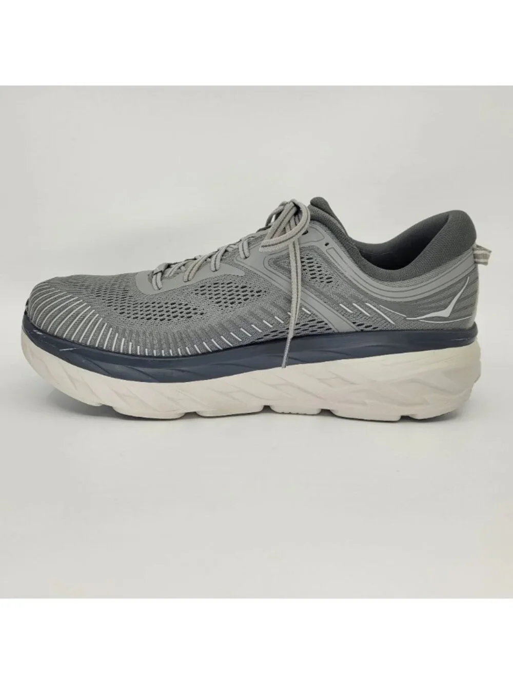 HOKA Bondi 7 Men's Size 11.5 2E Wide Gray Running Shoes NICE & CLEAN