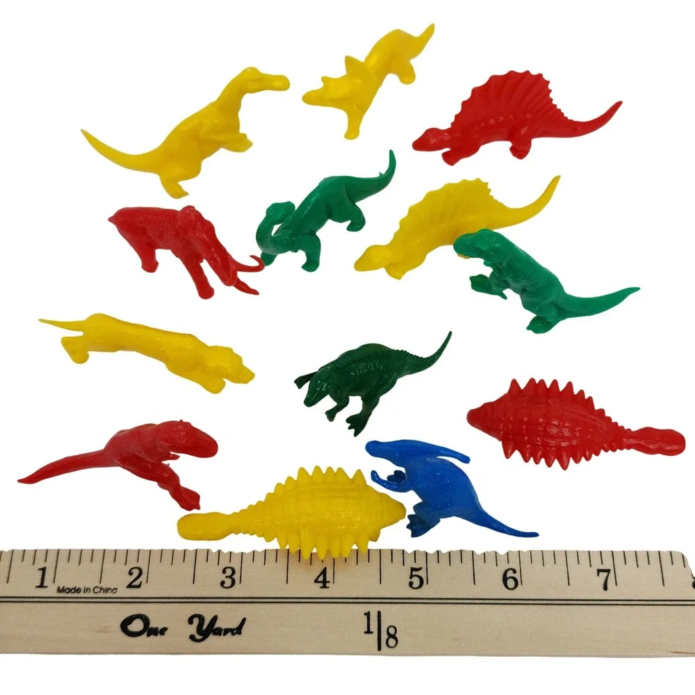Vintage Style Plastic Dinosaur Toy Figures Lot 12pc Mixed Colors T-Rex Mammoth