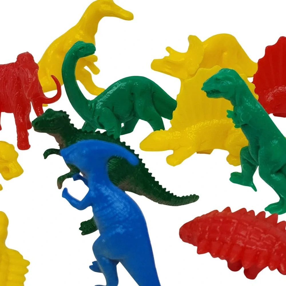 Vintage Style Plastic Dinosaur Toy Figures Lot 12pc Mixed Colors T-Rex Mammoth