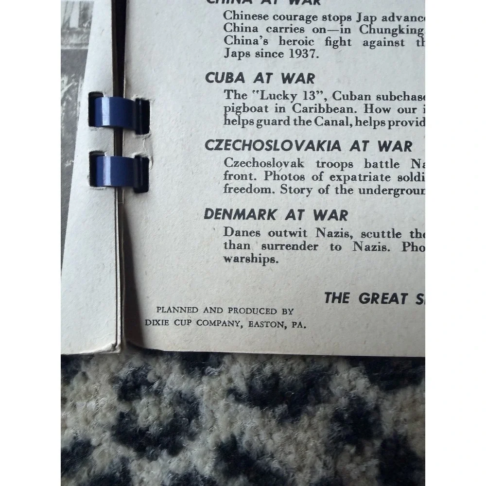 1944 WWII United Nations At War Spiral Book Dixie Cup Co E. George Roland Art
