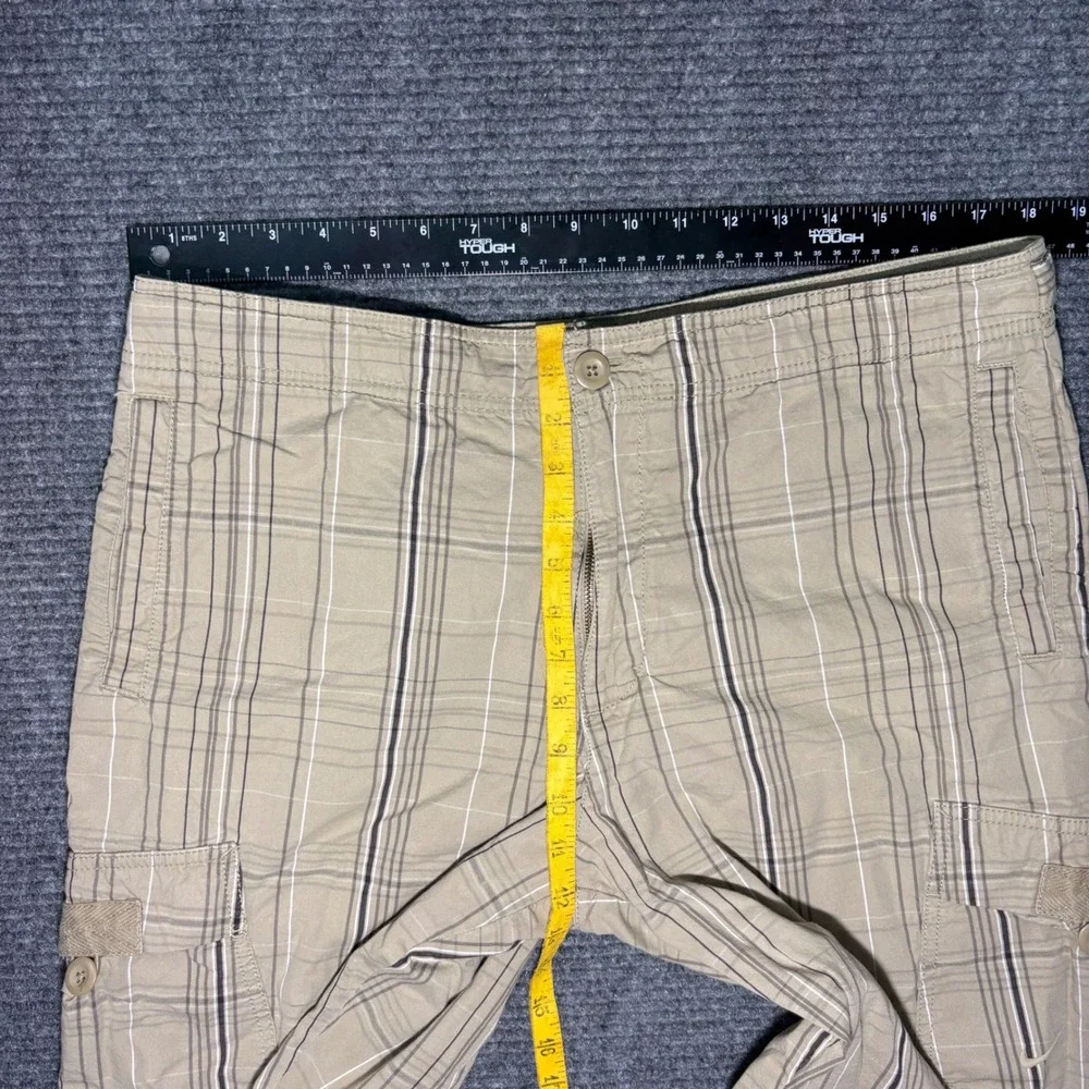 Nike Athletic Dept Mens Plaid Cargo‎ Shorts Tan Brown Size L 36 Waist Cotton