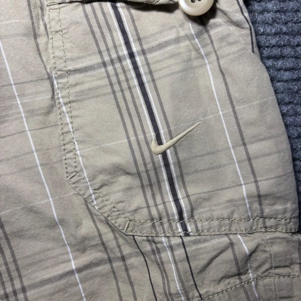 Nike Athletic Dept Mens Plaid Cargo‎ Shorts Tan Brown Size L 36 Waist Cotton