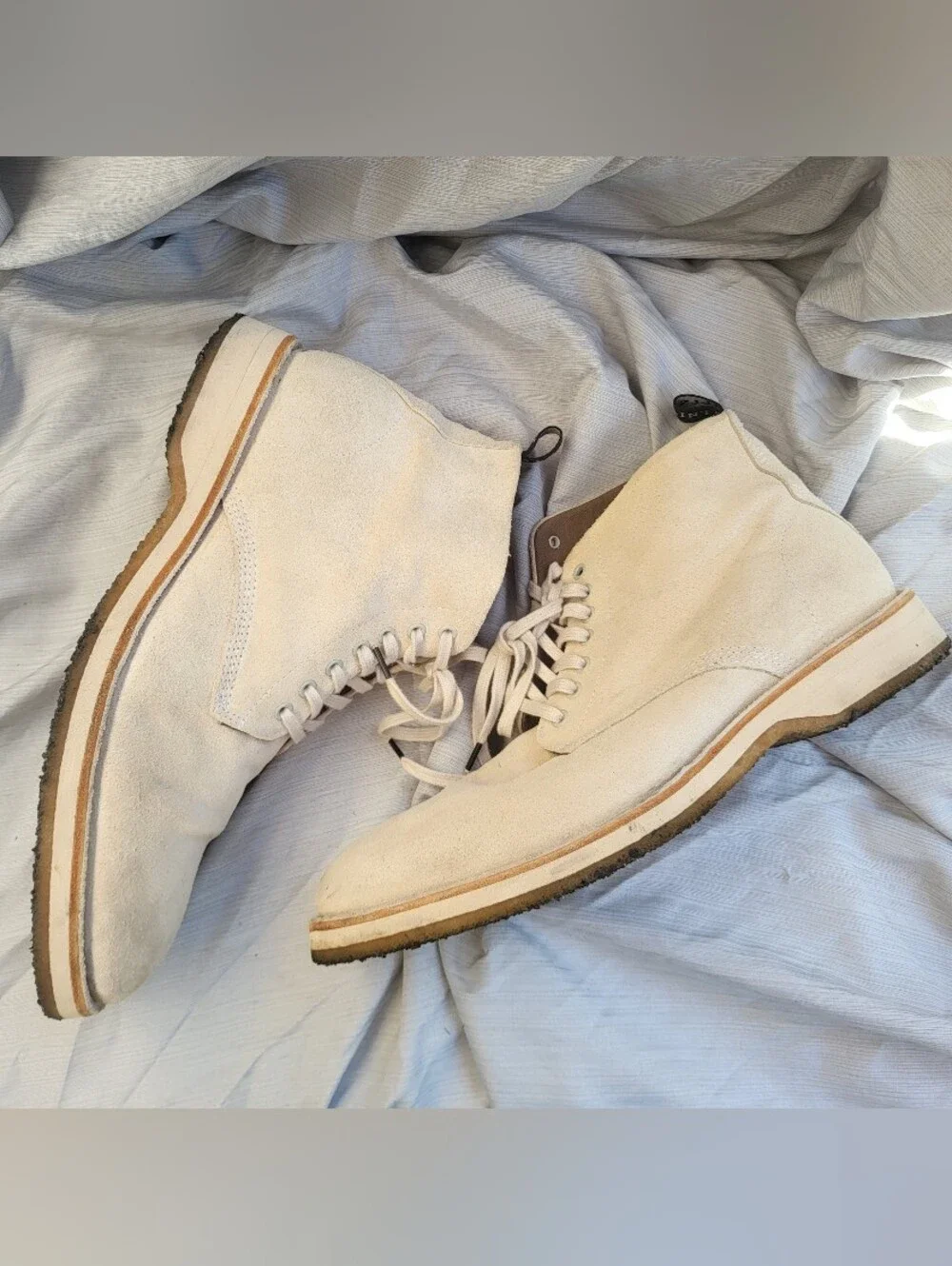 Allsaints Mathis Men's Size 45 Suede Lace-Up Desert Boots in Light Beige