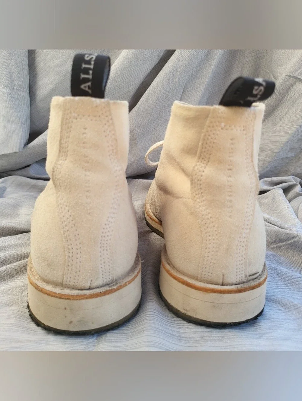 Allsaints Mathis Men's Size 45 Suede Lace-Up Desert Boots in Light Beige