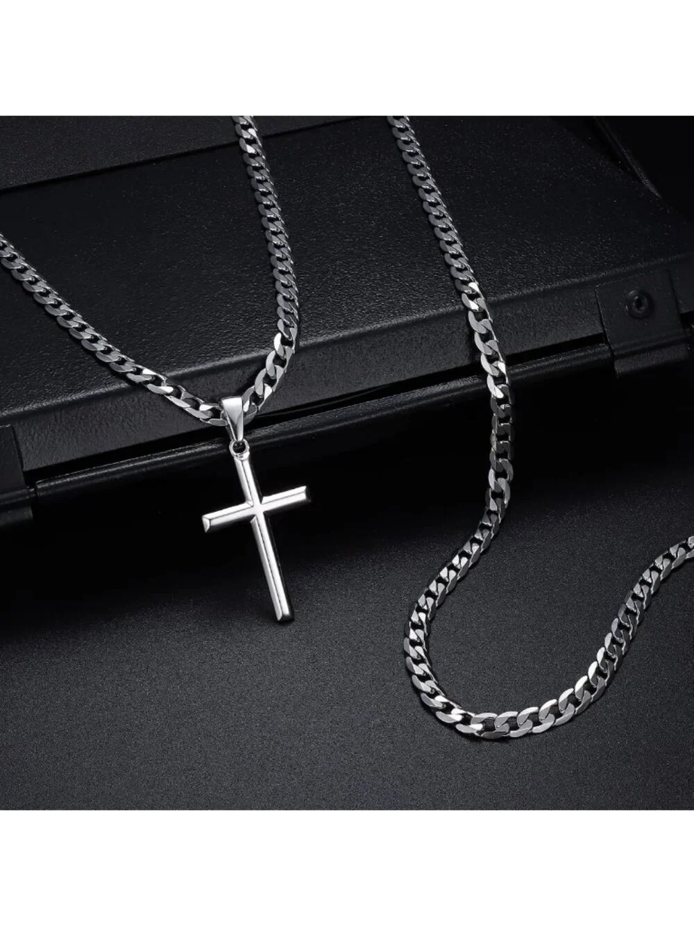 925 Sterling Silver Cross Necklace for Men & Women - Durable Cuban Link Chain