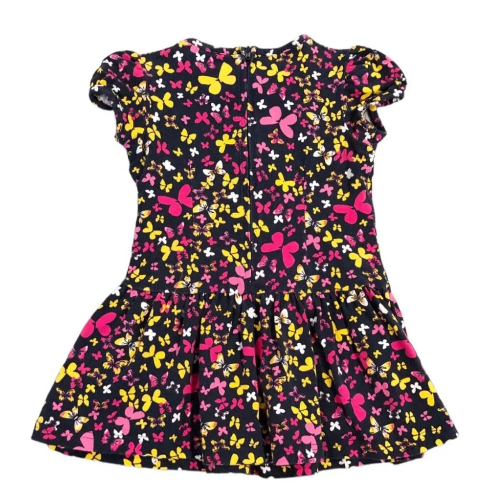 Hartstrings 2T Navy, Yellow & Pink Butterfly Dress