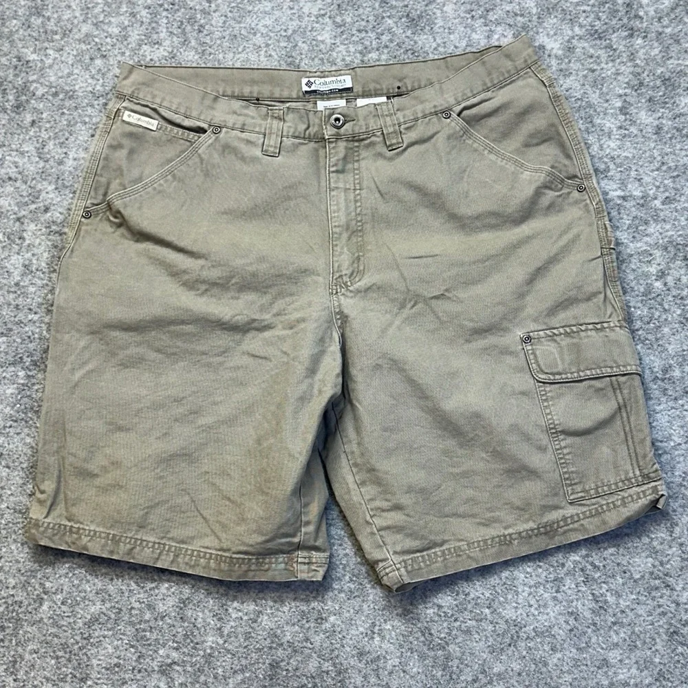 Columbia Carpenter Shorts Mens 38 Khaki Canvas Utility Heavy Duty 00132