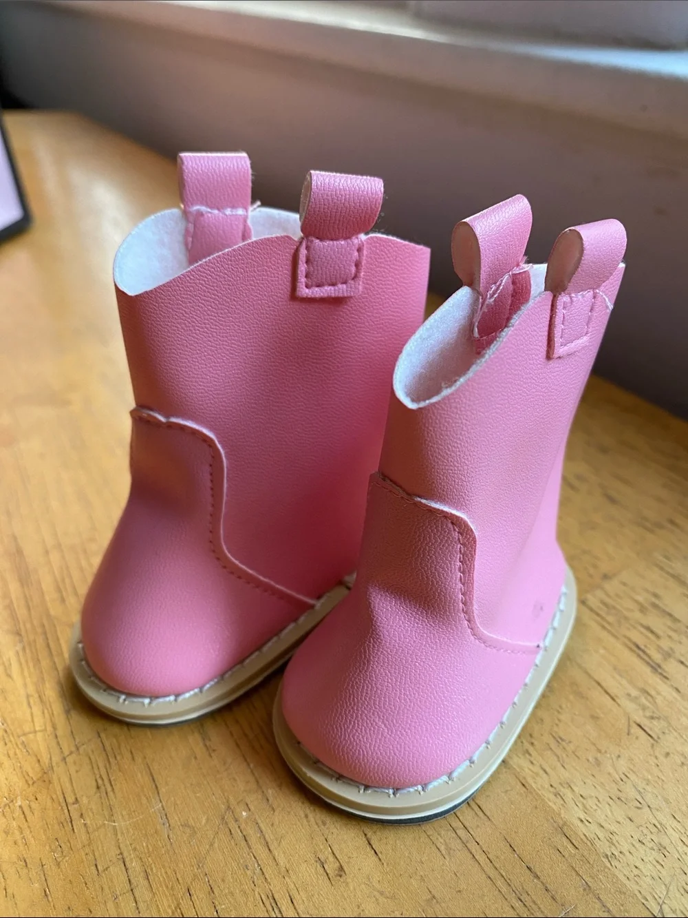 Pink Faux Leather Boots Shoes for 18 inch Fashion Doll Fits American Girl