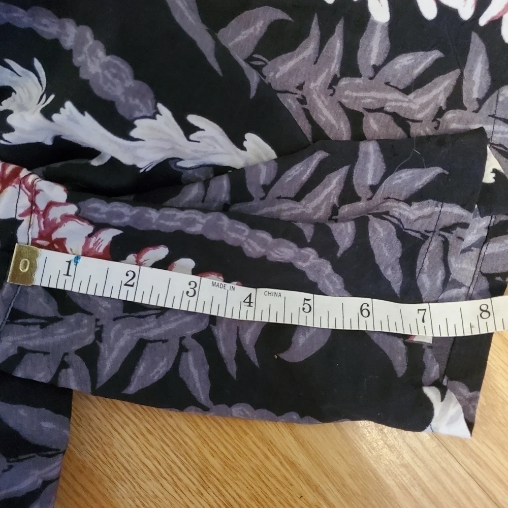 SPEEDO Swim Trunks Mens XL Black Floral Vines Leis Elastic Waist Liner Pockets‎