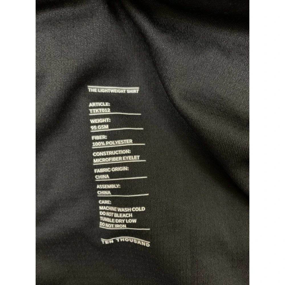 Ten Thousand Lightweight Black Performance Training Athletic T Shirt XL