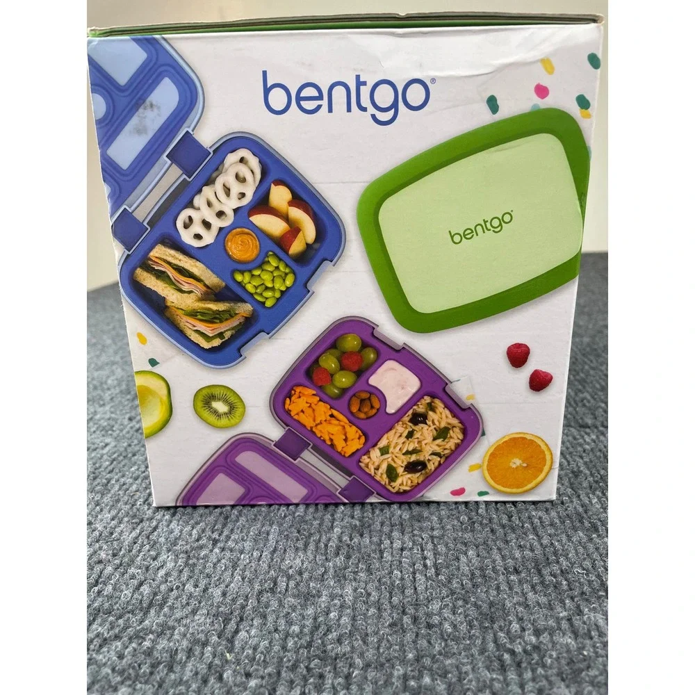 Bentgo Kids Leak-Proof 5-Compartment Lunch Box Set 3 Pack Blue Green Purple NEW