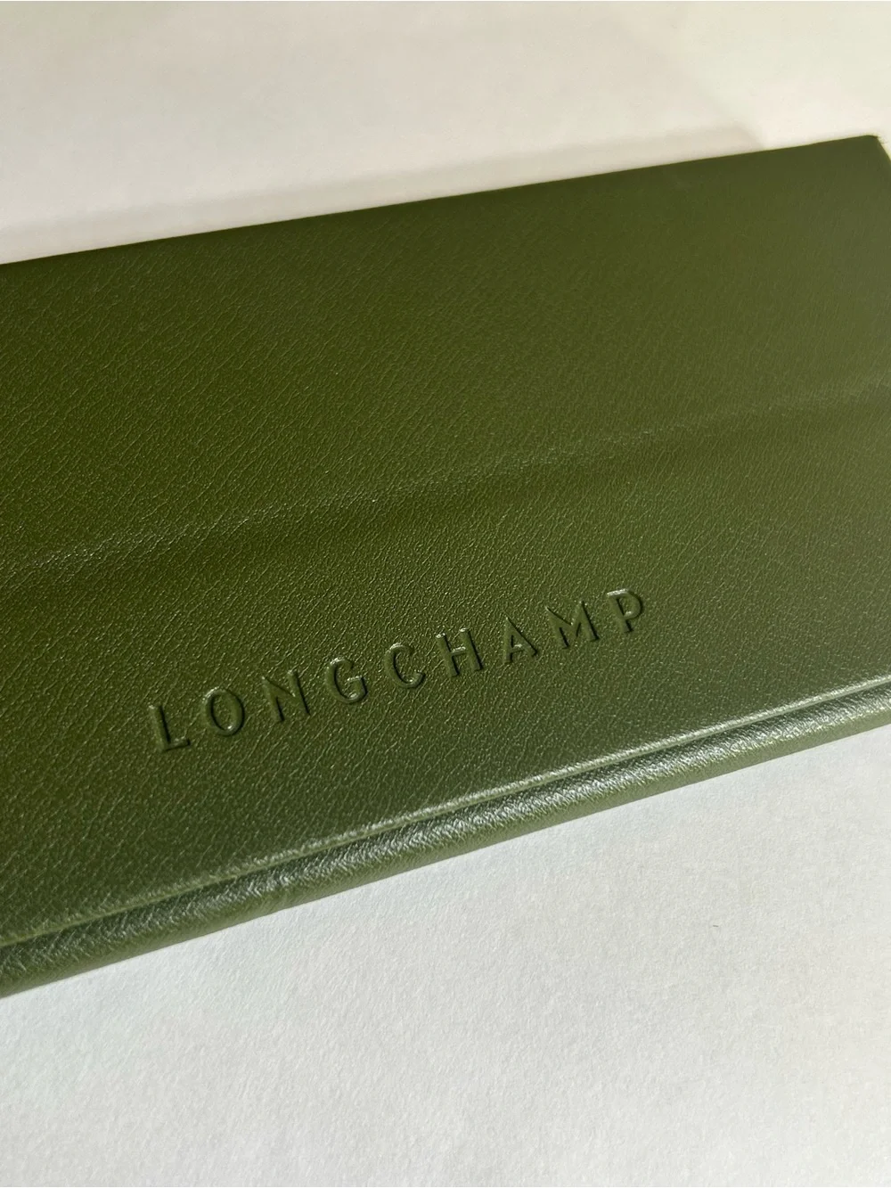 Longchamp Olive Green Leather Folded Wallet