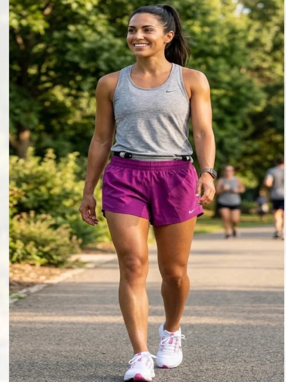 Nike Women's Plum Athletic Shorts with White Swoosh