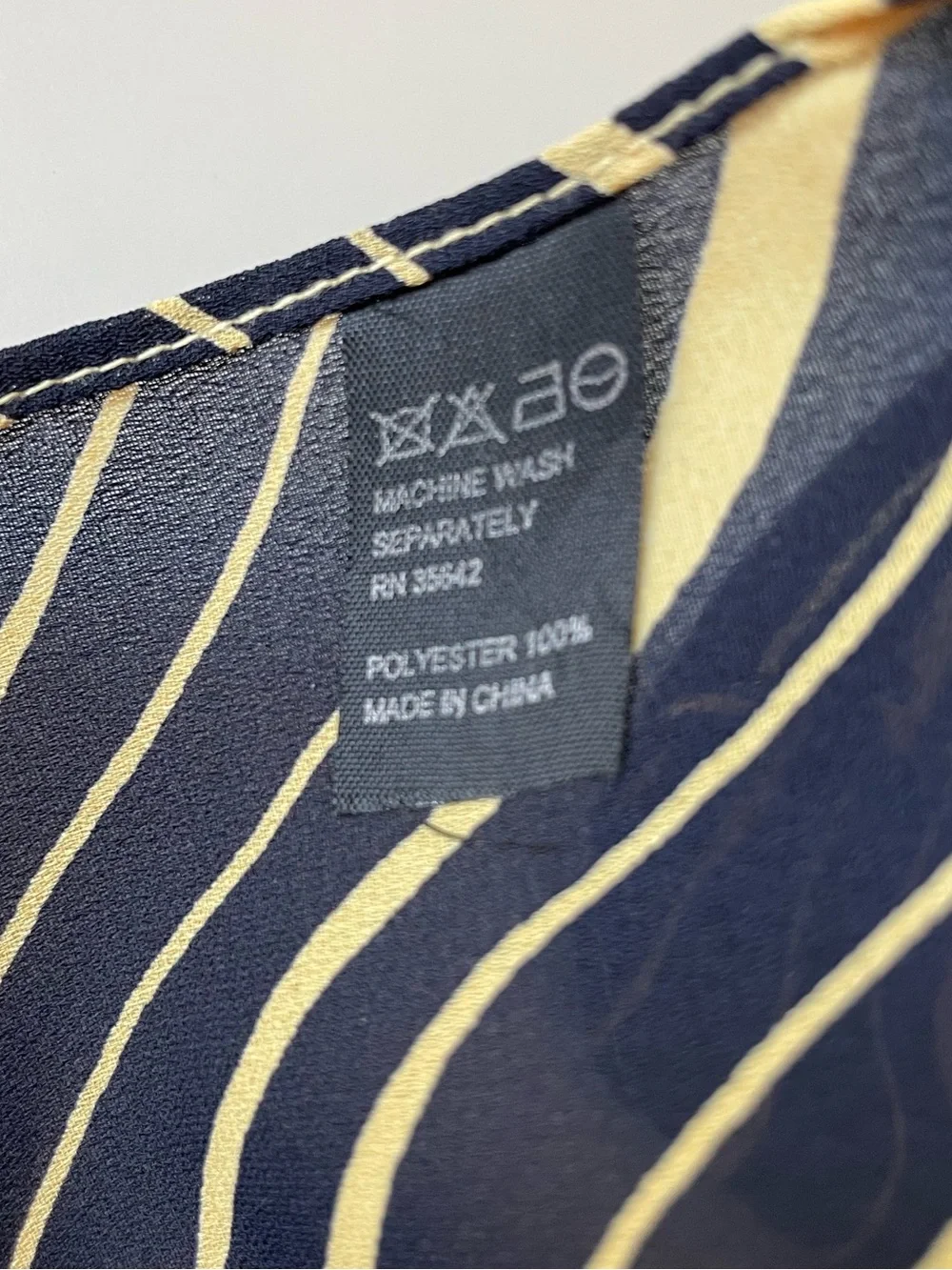 Diagonal Striped Navy and Yellow Neck Scarf - Women Accessories, EUC