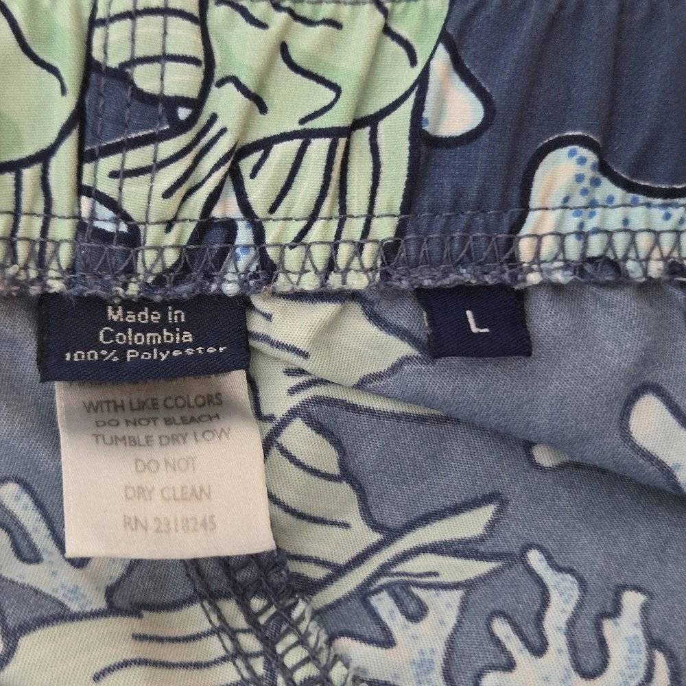 Vineyard Vines Swim Trunks Sea Life Print Blue‎ Green Mens Large Lined  Chappy