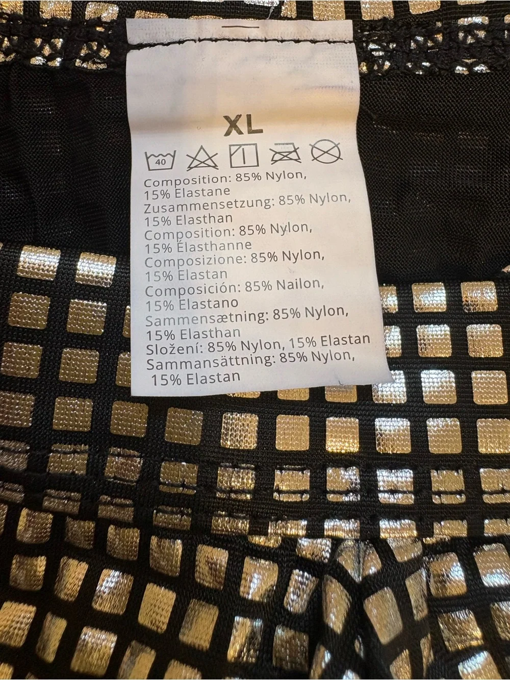 Men's Metallic Square-Grid Tanga Thong - Size XL - New