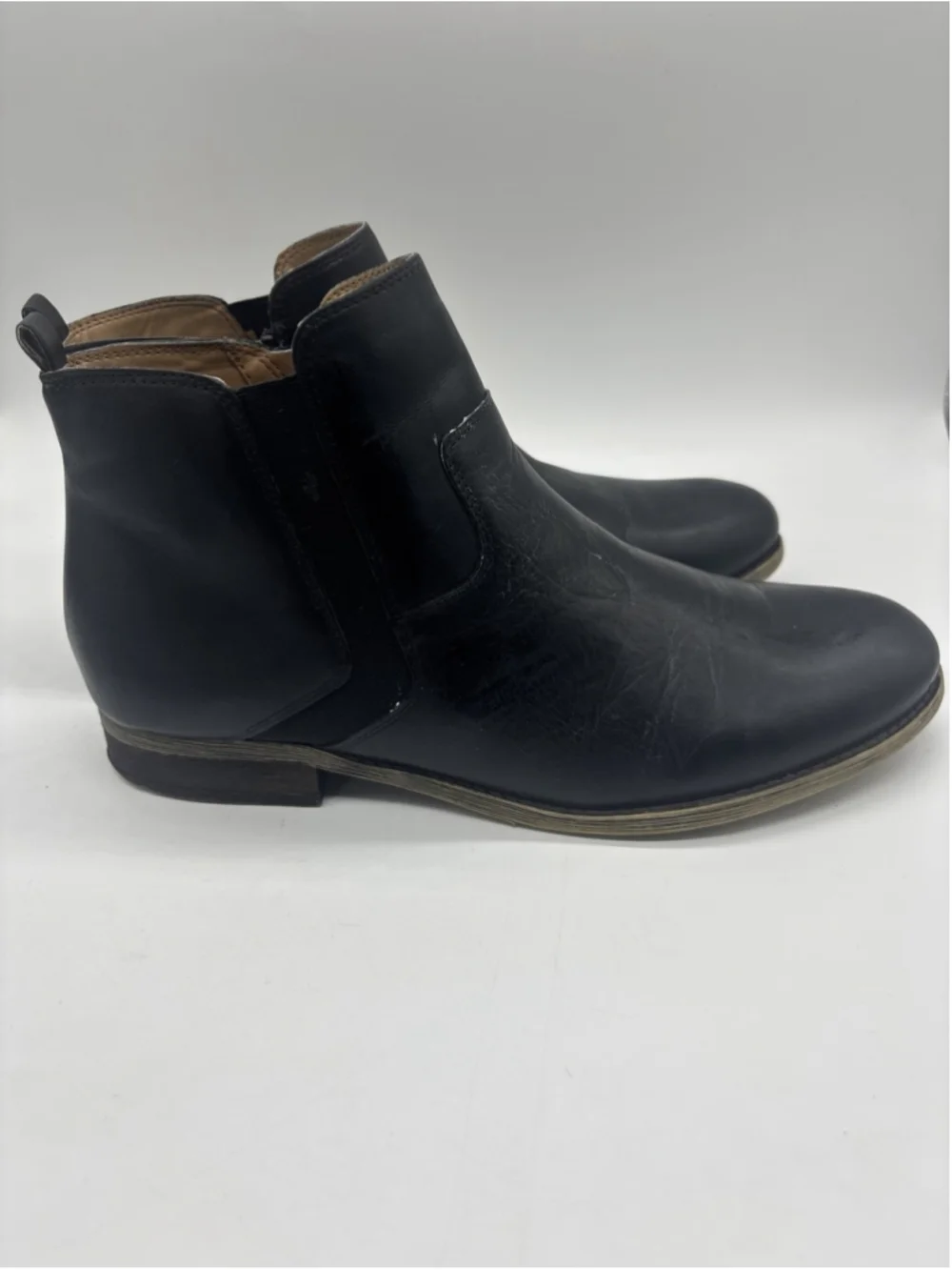 Franco Sarto Kampton Black Leather Chelsea Ankle Boots Women’s Size 10 M