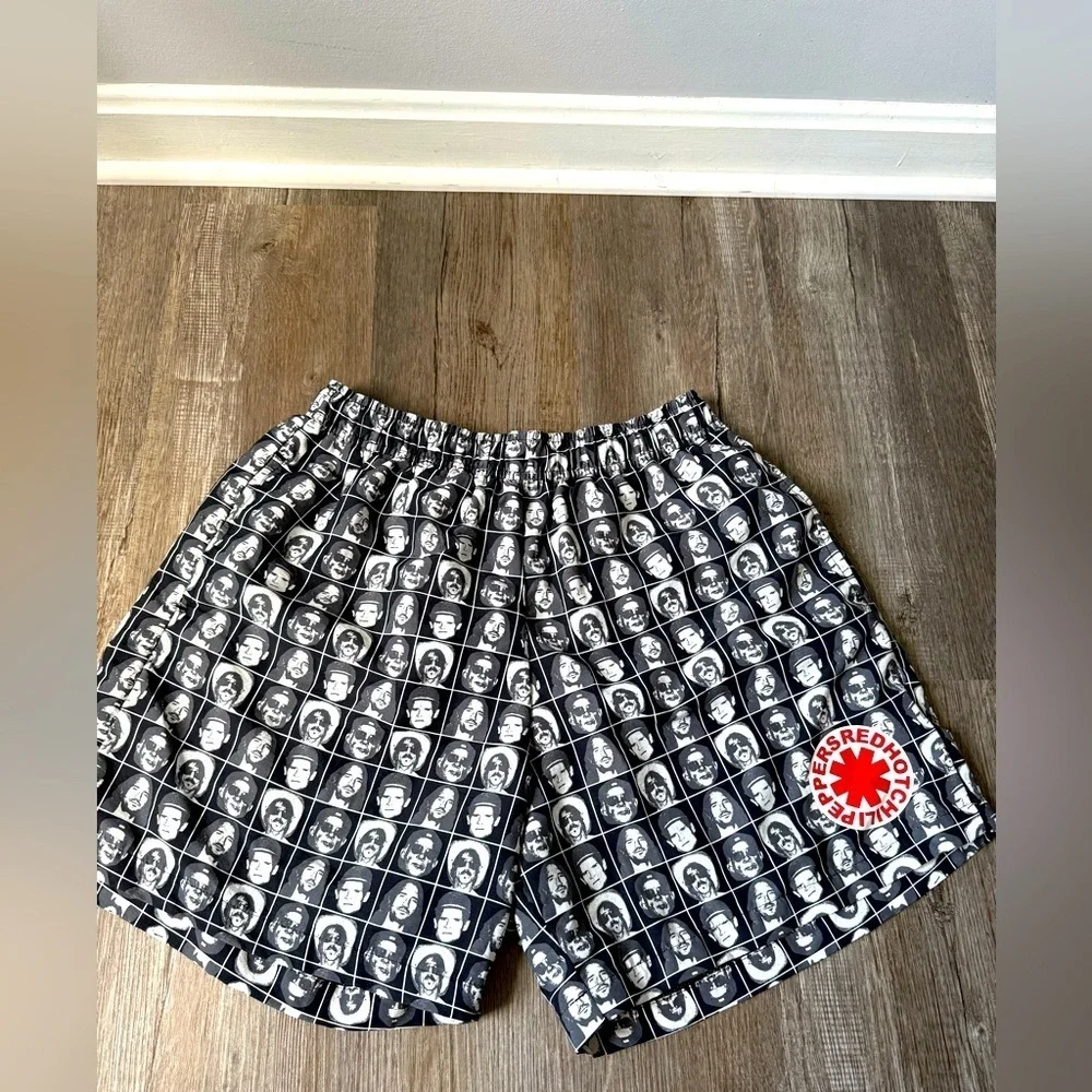 RED HOT CHILI PEPPERS Grid Nylon Shorts Graphic Swim Shorts Board Shorts Size M