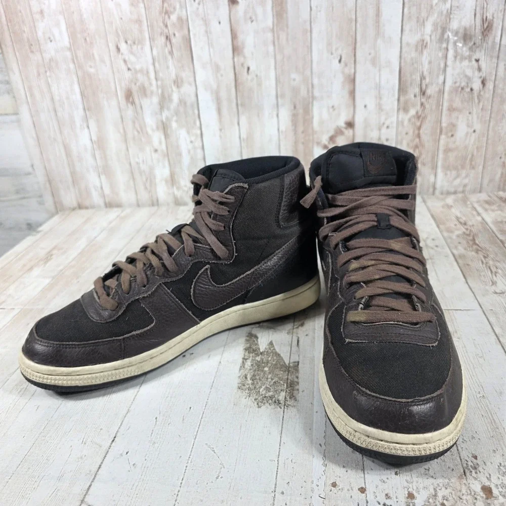 Nike Terminator High Velvet Brown Black Sail Leather FD0651-001 Womens 10.5