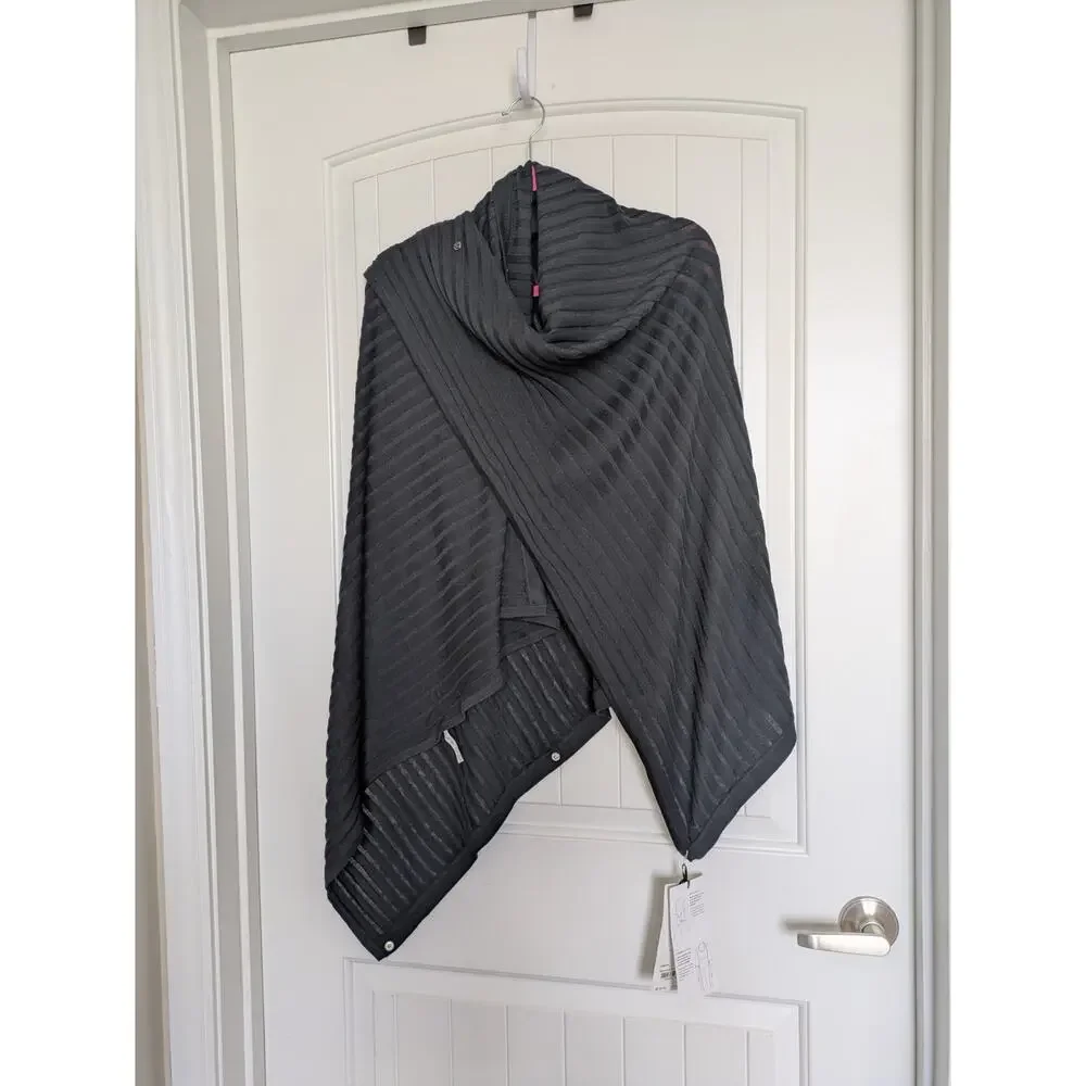 NWT Lululemon Rejuvenate Scarf Long Cardigan Womens Black Cocoon Wrap Cotton