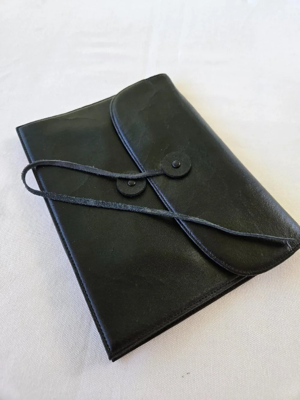 Punctuate Brand Black Leather Folio Pouch Folder