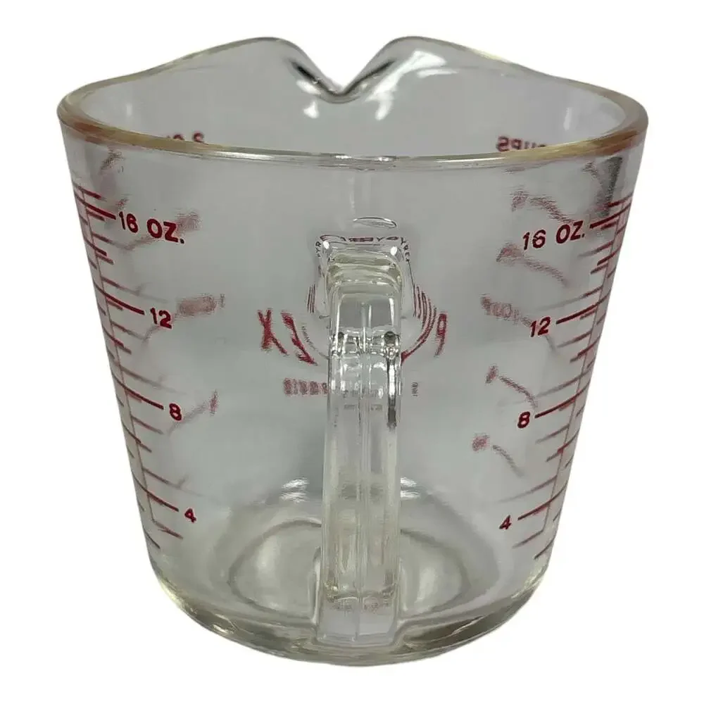 Vtg PYREX 516 Glass Measuring Cup Red Lettering D Handle 2 Cup 1 Pint No Metric