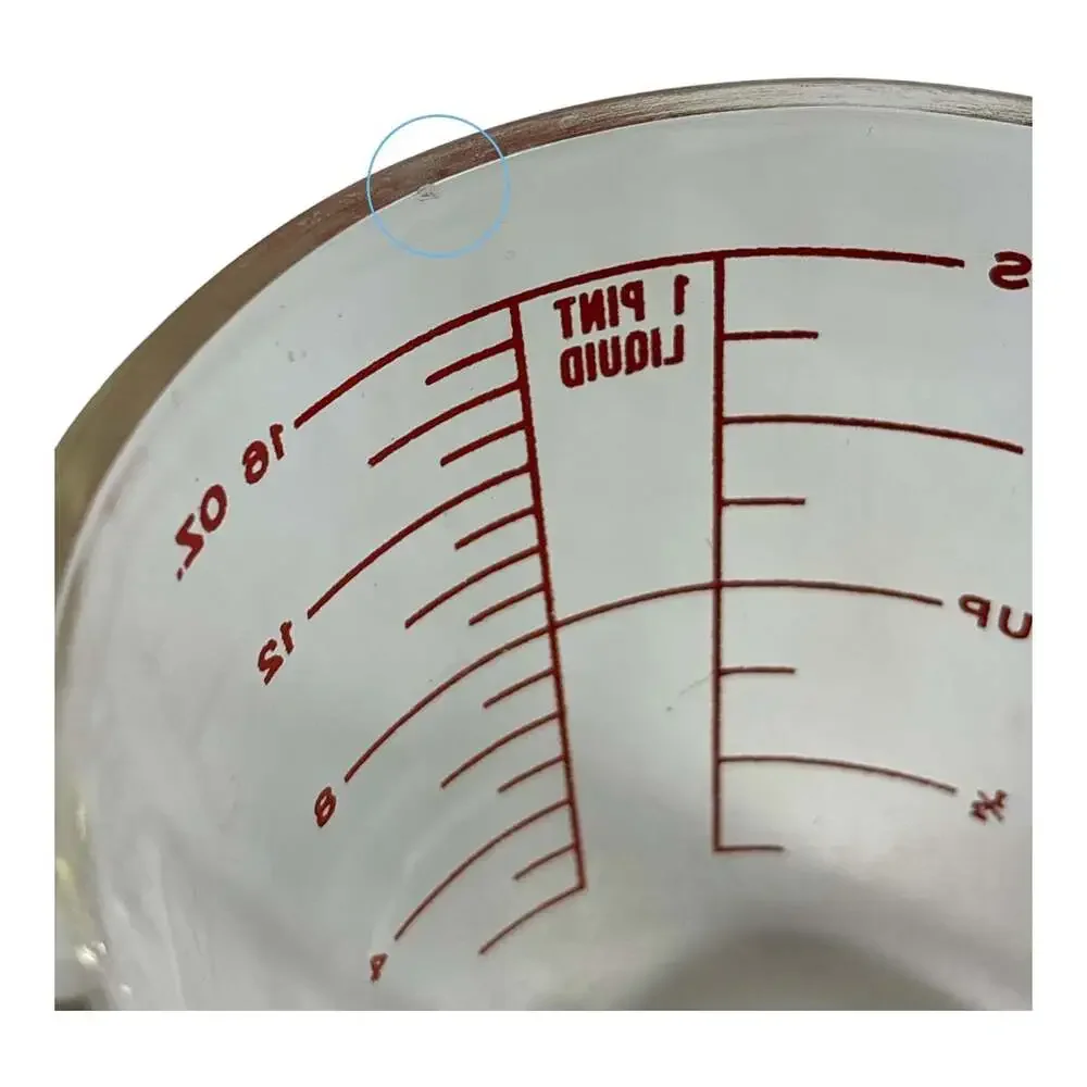 Vtg PYREX 516 Glass Measuring Cup Red Lettering D Handle 2 Cup 1 Pint No Metric