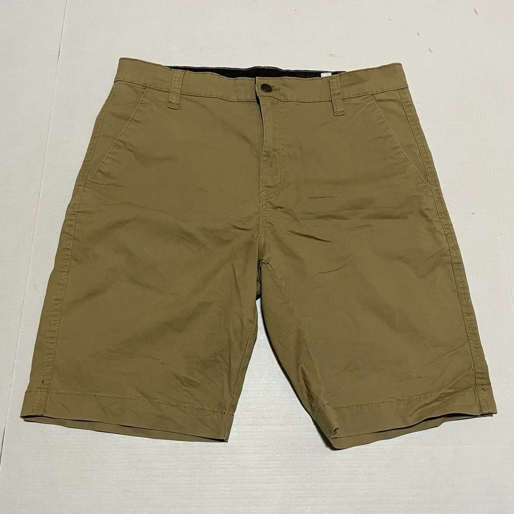 Volcom True To This Chino Shorts Mens 33 X 9 Khaki Tan Stretch Flat Front Casual