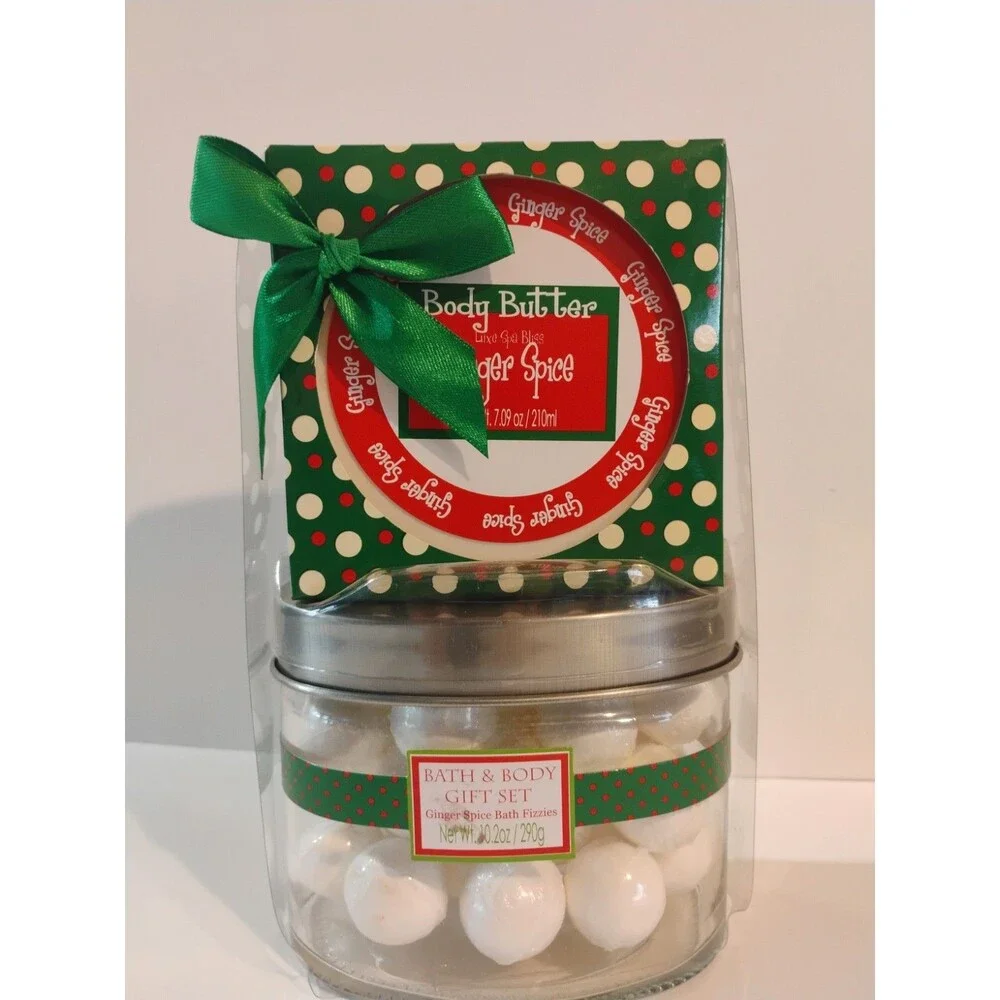 Ginger Spice Body Butter & Bath Fizzies Set Moisturizer for Full Body, 7.09 oz